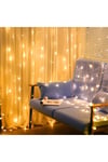 2 Metre X 2 Metre Sarı Kalın Kablo Perde Ramazan Bayramı Led 12 Saçaklı 240 Led Fişli Kumandalı