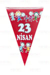 23 Nisan 2li Flama Seti Kırmızı Beyaz Renkli Üçgen Bayrak 160 Cm 15x23 Cm Milli Bayram Çocuk Süsü
