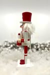 25 Cm Davullu Fındıkkıran Kırmızı Beyaz Renkli Kurşun Asker Nutcracker Yılbaşı Yeni Yıl Dekoru