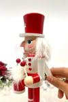 25 Cm Davullu Fındıkkıran Kırmızı Beyaz Renkli Kurşun Asker Nutcracker Yılbaşı Yeni Yıl Dekoru