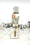 25 Cm Kılıçlı Fındıkkıran Gold Beyaz Renkli Kurşun Asker Simli Nutcracker Yılbaşı Yeni Yıl Dekoru