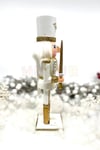 25 Cm Kılıçlı Fındıkkıran Gold Beyaz Renkli Kurşun Asker Simli Nutcracker Yılbaşı Yeni Yıl Dekoru