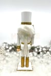 25 Cm Kılıçlı Fındıkkıran Gold Beyaz Renkli Kurşun Asker Simli Nutcracker Yılbaşı Yeni Yıl Dekoru