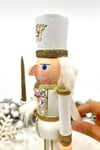 25 Cm Kılıçlı Fındıkkıran Gold Beyaz Renkli Kurşun Asker Simli Nutcracker Yılbaşı Yeni Yıl Dekoru