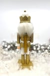 25 Cm Mızraklı Fındıkkıran Gold Beyaz Renkli Kurşun Asker Simli Nutcracker Yılbaşı Yeni Yıl Dekoru