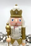 25 Cm Mızraklı Fındıkkıran Gold Beyaz Renkli Kurşun Asker Simli Nutcracker Yılbaşı Yeni Yıl Dekoru