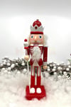 25 Cm Mızraklı Fındıkkıran Kırmızı Beyaz Renkli Kurşun Asker Nutcracker Yılbaşı Yeni Yıl Dekoru