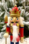 25 cm Mızraklı Fındıkkıran Kırmızı Lacivert Gold Renk Kurşun Asker Nutcracker Yılbaşı Yeni Yıl Dekor