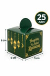 25 Li Ramazan Bayramı Küp Lokumluk 4.5x5.5 Cm Hoşgeldin Ya Şehri Ramazan Baskılı Yeşil Konsept Süsü