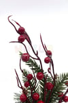 25x15 Cm Yılbaşı Çiçeği Kırmızı Kadife Saksı Kokina Berry Çamlı Kozalaklı Yapay Çiçek Yeni Yıl