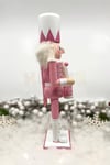 30 Cm Davullu Fındıkkıran Pembe Renkli Kurşun Asker Simli Nutcracker Yeni Yıl Yılbaşı Dekoru