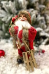 30 Cm Dekoratif Kızaklı Noel Baba Kırmızı Renkli Ayakta Durabilen Yeni Yıl Yılbaşı Süsü Dekoru