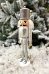 30 Cm Kılıçlı Fındıkkıran Gümüş Gri Beyaz Renkli Kurşun Asker Nutcracker Yılbaşı Yeni Yıl Dekoru