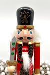 30 Cm Kılıçlı Fındıkkıran Kırmızı Siyah Renkli Kurşun Asker Nutcracker Yılbaşı Yeni Yıl Dekoru