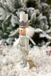 30 Cm Şekerli Fındıkkıran Gümüş Gri Beyaz Renkli Kurşun Asker Nutcracker Yılbaşı Yeni Yıl Dekoru
