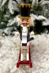 32 cm Atlı Fındıkkıran Gece Mavisi Derin Mavi Ahşap Kurşun Asker Nutcracker Yılbaşı
