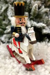 32 cm Atlı Fındıkkıran Gece Mavisi Derin Mavi Ahşap Kurşun Asker Nutcracker Yılbaşı