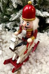 32 Cm Atlı Fındıkkıran Kırmızı Gold Renkli Ahşap Kurşun Asker Nutcracker Yılbaşı Yeni Yıl Dekoru