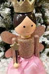 36 Cm Melek Fındıkkıran Pembe Rose Gold Renkli Yıldız Asalı Nutcracker Simli Yılbaşı Yeni Yıl Dekoru