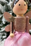 36 Cm Melek Fındıkkıran Pembe Rose Gold Renkli Yıldız Asalı Nutcracker Simli Yılbaşı Yeni Yıl Dekoru