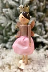 36 Cm Melek Fındıkkıran Pembe Rose Gold Renkli Yıldız Asalı Nutcracker Simli Yılbaşı Yeni Yıl Dekoru