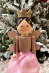 36 Cm Melek Fındıkkıran Pembe Rose Gold Renkli Yıldız Asalı Nutcracker Simli Yılbaşı Yeni Yıl Dekoru