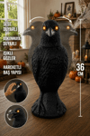 36 cm Sese Dokunmaya Duyarlı Kuzgun Karga Işıklı Gözlü Hareketli Halloween Cadılar Bayramı Figürü 