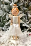 36 Cm Taçlı Melek Fındıkkıran Beyaz Renkli Yıldız Asalı Nutcracker Simli Yılbaşı Yeni Yıl Dekoru