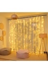 3x3 Metre Ramazan Bayramı Işığı Loş Sarı Peri Perde Led Usb Girişli Kumandalı 8 Fonksiyonlu Işık