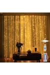 3x3 Metre Ramazan Bayramı Işığı Loş Sarı Peri Perde Led Usb Girişli Kumandalı 8 Fonksiyonlu Işık