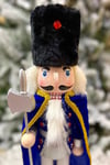 40 Cm Baltalı Fındıkkıran Lacivert Pelerinli Kurşun Asker Nutcracker Yılbaşı Yeni Yıl Dekoru