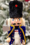 40 Cm Baltalı Fındıkkıran Lacivert Pelerinli Kurşun Asker Nutcracker Yılbaşı Yeni Yıl Dekoru
