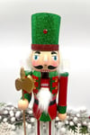 40 Cm Baltalı Fındıkkıran Yeşil Kırmızı Renkli Kurşun Asker Simli Nutcracker Yeni Yıl Yılbaşı Dekoru