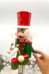 40 Cm Davullu Fındıkkıran Yeşil Kırmızı Renkli Kurşun Asker Simli Nutcracker Yeni Yıl Yılbaşı Dekoru