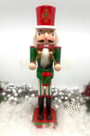 40 Cm Davullu Fındıkkıran Yeşil Kırmızı Renkli Kurşun Asker Simli Nutcracker Yeni Yıl Yılbaşı Dekoru