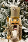 40 Cm Fındıkkıran Kutup Yıldızı Mızraklı Gold Renkli Kurşun Asker Nutcracker Yılbaşı Yeni Yıl Dekoru