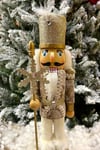 40 Cm Fındıkkıran Kutup Yıldızı Mızraklı Gold Renkli Kurşun Asker Nutcracker Yılbaşı Yeni Yıl Dekoru