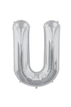 40 Cm Gümüş Küçük Boy Gri Folyo Balon 16 Inç Silver U Harfi