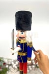 40 Cm Kılıçlı Fındıkkıran Lacivert Renkli Kurşun Asker Siyah Kavuklu Nutcracker Yılbaşı Dekoru