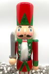 40 Cm Kılıçlı Fındıkkıran Yeşil Kırmızı Renkli Kurşun Asker Simli Nutcracker Yeni Yıl Yılbaşı Dekoru