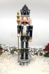 40 Cm Mızraklı Fındıkkıran Siyah Gümüş Renkli Kurşun Asker Simli Nutcracker Yeni Yıl Yılbaşı Dekor
