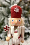 40 Cm Şekerli Fındıkkıran Kırmızı Beyaz Renk Çizgili Kurşun Asker Nutcracker Yılbaşı Yeni Yıl Dekor