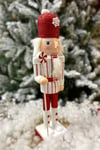 40 Cm Şekerli Fındıkkıran Kırmızı Beyaz Renk Çizgili Kurşun Asker Nutcracker Yılbaşı Yeni Yıl Dekor