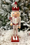 40 Cm Şekerli Fındıkkıran Kırmızı Çizgili Renkli Kurşun Asker Nutcracker Yılbaşı Yeni Yıl Dekoru