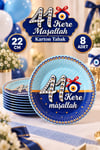 41 Kere Maşallah Yazılı Tabak Sünnetime Hoşgeldiniz Temalı 8 Adet 22 Cm Karton Parlak Mevlüt Tabağı