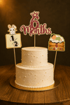 6 Ay Doğum Günü Parti Seti Happy 6 Months Banner Şapka Pasta Süsü Kürdan Süs Yarım Yaş Konsepti