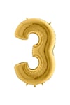 75 Cm Gold Orta Boy Sarı Folyo Balon 34 Inç Altın 3 Rakamı