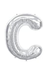 75 Cm Gümüş Orta Boy Gri Folyo Balon 34 Inç Silver C Harfi