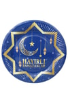 8 Li Ramazan Bayramı Karton Tabak Hayırlı Ramazanlar Baskılı 22 Cm Lacivert Konsept Dini Islami Süsü