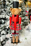 80 Cm Fındıkkıran Teddy Bear Ayıcık Peluş Kurşun Asker El Yapımı Yılbaşı Süsü Dekoru Baltalı
